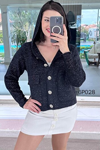 İnce Topuk Prive Bearded Hooded Cardigan 6P028