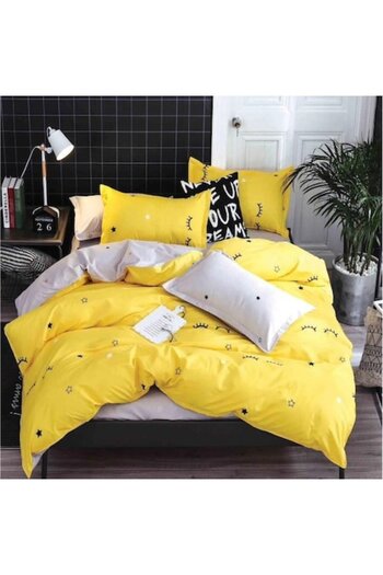 Casa de Vis Set lenjerie de pat, 1 persoana, 140 x 200 cm, cu elastic, finet satinat, 4 piese