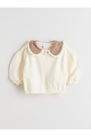 LC Waikiki Ecru Baby Collar Baby Girl Cardigan and Pants