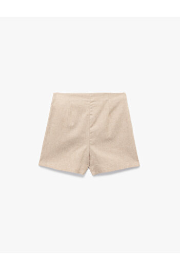 Koton Double-Breasted Linen Shorts Skirt with Side Tie Detail