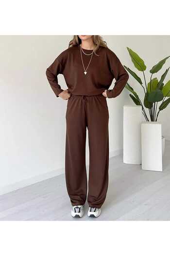 Patreon Long Sleeve Modal Fabric Crew Neck Lycra Comfortable Casual and Stylish Bottom - Top Set Tracksuit Set