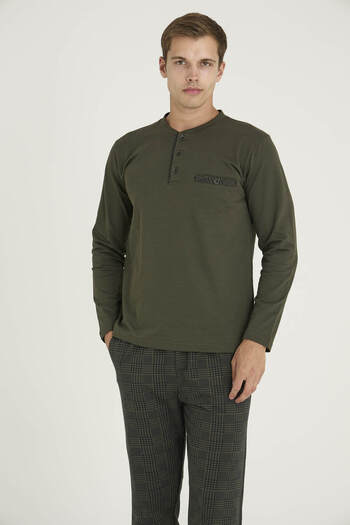 KLY 100% Cotton Men's Thick Plus Size Midi Collar Pajama Set Stylish Design