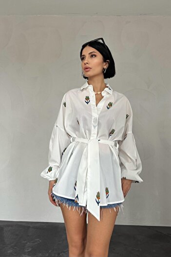Markano Vual Meterage Embroidered Belted Shirt