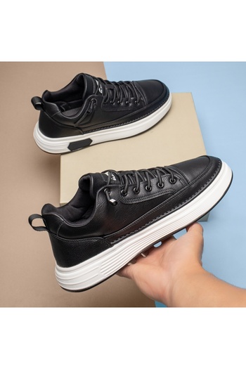 BMoD Black men's casual shoes with elastic laces and a thick sole MOD13942
