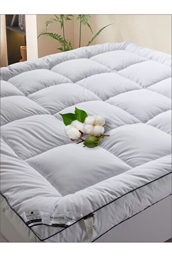 Donetella Mattress Topper 100% Cotton King-Size 180x200 cm –1500 GSM Down Alternative Fill.