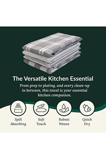 Cloud Scape Linen Kitchen Towels Set - Pack of 4, Multiweave 100% Cotton Kitchen Towels