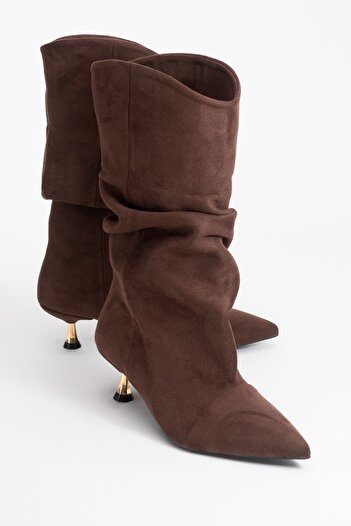 LuviShoes Stein Brown Suede Pointed Toe Bellows Women's Short Boots