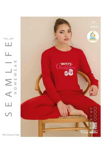 seamlife Women's Mary Christmas Soft Long Sleeve Thermal Soft Pajama Set