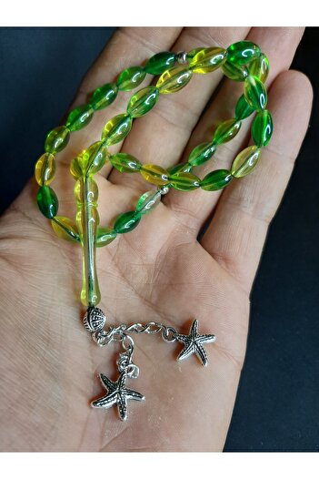 MRYart Yellow Green Powder Amber Prayer Beads 33 Pieces