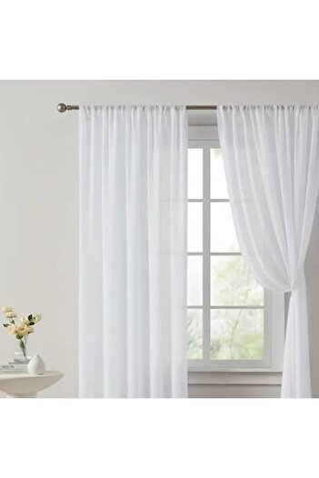 magazincovoare Hotel Curtain, Non-Creasing Material, No Ironing Needed, Silk, 200 x 250 cm, with White Cotton Heade