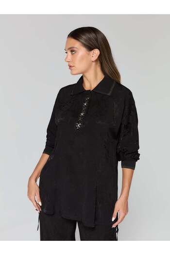 FUAT GÜRSEN Knitwear Collar Stone Embroidered Jacquard Tunic