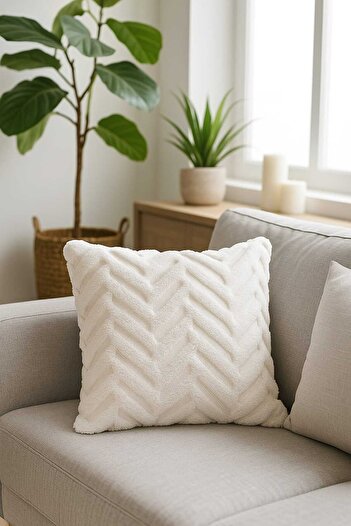KIZILELMADA Home 2-Piece White Throw Pillow Cover – Soft Textured, Stylish and Comfortable