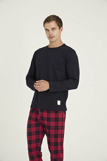 KLY 100% Cotton Men's O-Collar Pajama Set Stylish Design