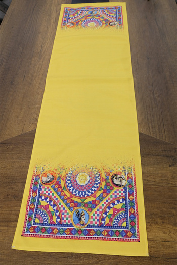 aymira home 40X140Cm Woven Stain Resistant Printed Thai Feather Fabric Table Cloth Decorative Runner Washable