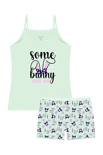 Öts Girl's Undershirt Boxer Lycra Green Some Bunny (96% Cotton - 4% Elastane)
