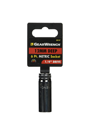 GearWrench مقبس متري احترافي عميق بستة نقاط مقاس 1/4 بوصة × 12 مم