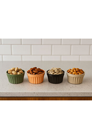 SİHİRLİ AYAKLAR 4-Piece Colorful Round Snack Plate Presentation Plate 6X9 cm