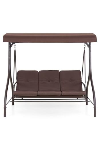 Maison Mex Garden/terrace swing with 3 seats and bed function ARIANNA 191.5x118x175 cm brown