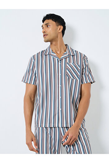 Styli Men Striped Shirt and Pyjama Set