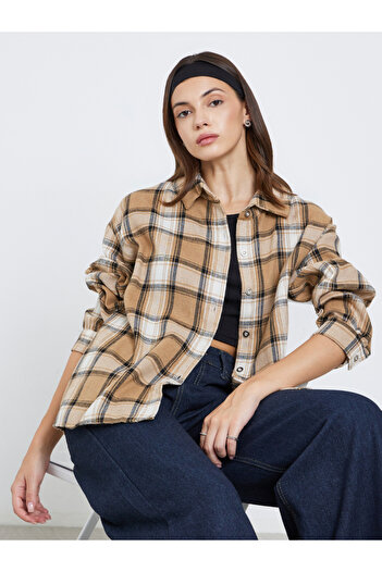 Take Two By Styli Women Checked Long Sleeve Oversized Shirt