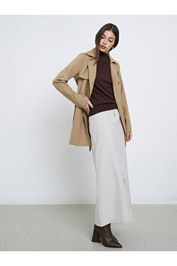 Styli Beige Longline Trench Coat
