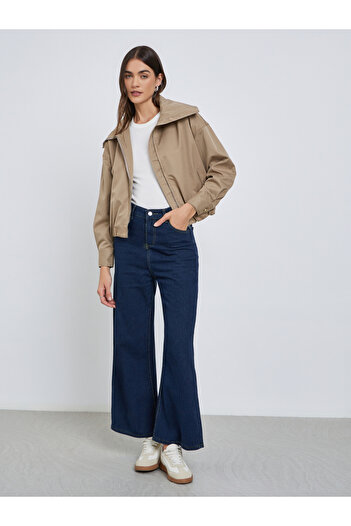 Styli Women Beige Regular Fit Bomber Jacket