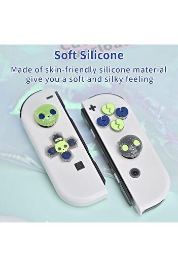 GeekShare Silicone Cross D-Pad Button Caps Set Joystick Cover - Cute ABXY Key Buttons Sticker Compat