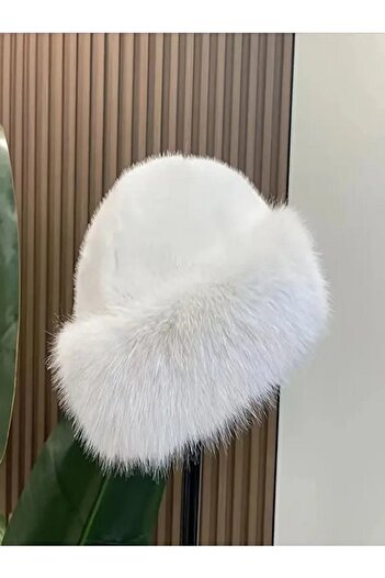 EKstore Fur Round Kalpak Hat Plush Bucket Hat Beanie