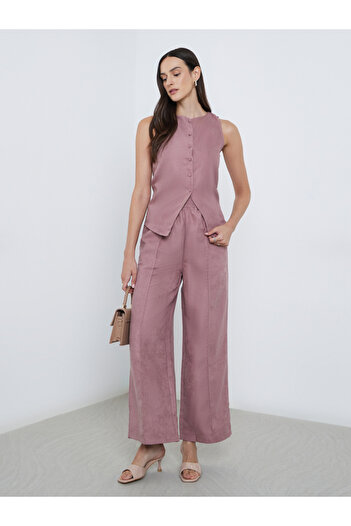 Styli Solid Round Neck Buttoned Vest