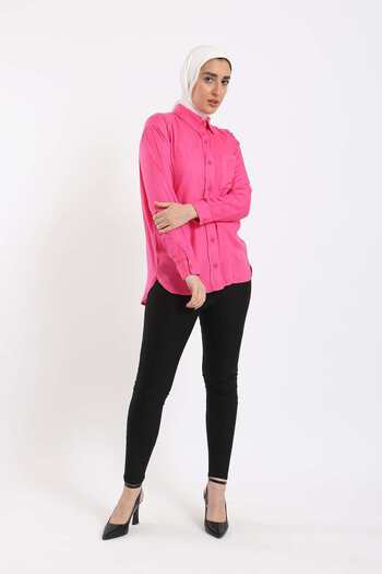 CARINA Casual Button-Front Shirt with Chest Pocket
