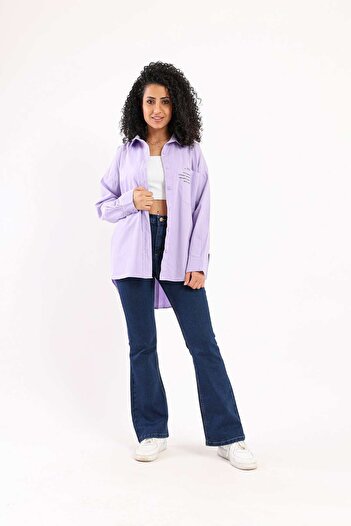 CARINA Solid Button-Front Long-Sleeve Shirt