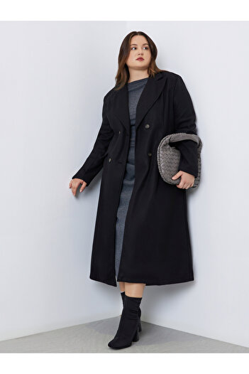 Styli Plus Size Double-Breasted Wool Like Coat