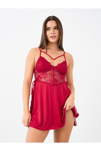 Styli Scallop Lace Edge Babydoll with Apex Straps and Tie Detail