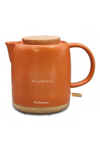 ROHNSON Ceramic Kettle R7814 Wood and Stone, 1200 W, 1 L, Orange