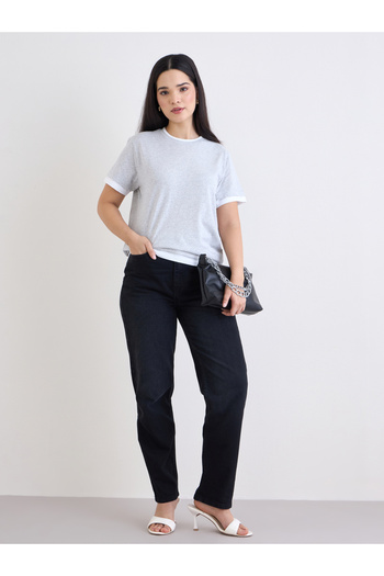 Styli Grey Regular Fit Cotton Ringer T-Shirt