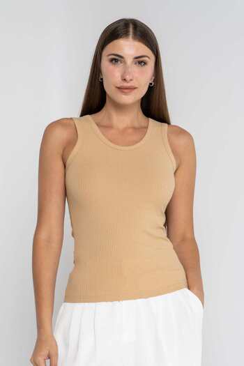 mica Solid Ribbed Tank Top