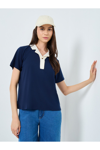 Take Two By Styli Women Solid Polo T-Shirt