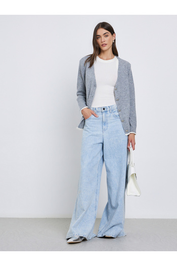 Styli Grey Regular Fit Buttoned Knit Cardigan