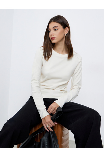 Take Two By Styli Women Beige Knit Long Sleeve Top