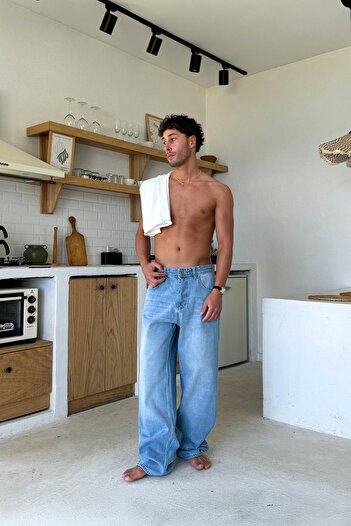 Flaw Wear Basic Mavi Baggy Pantolon
