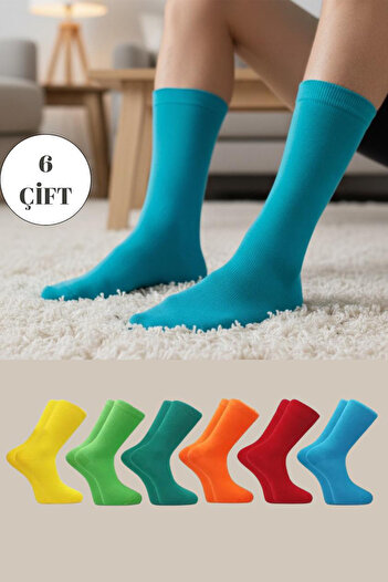 BENİSA ÇORAP Men's Multi-Colored Socks Long Straight Socks Seamless 6-Piece Special Box Package