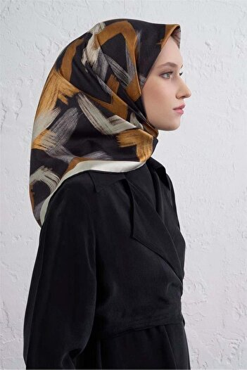 Armine Tivil Pure Silk Scarf 9413 - 80 Μαύρο Μικτό σχέδιο