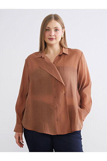 LC Waikiki Beige Double-Breasted Collar Women's Shirt Tunic