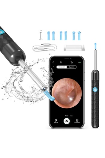 QUAL BRAND Smart Otoscope, Ear Cleaning Device, 5MP Full HD Camera, LED Light, Wi-Fi, Accessories Included, Wat
