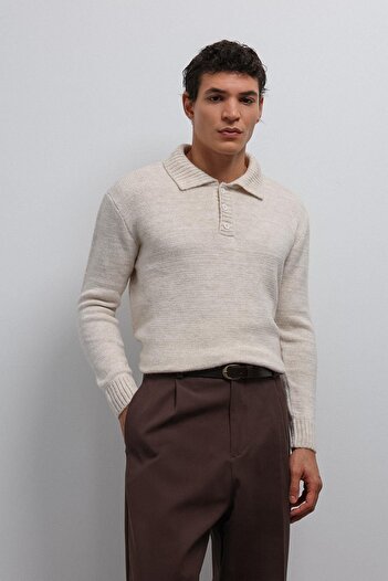 Antioch Stone Button Collar Men's Sweater