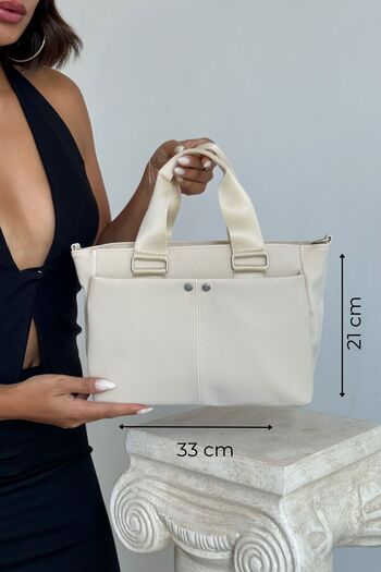 Çanta Trend Stylish Quality Medium Size Soft Leather Multi-Pocket Hand and Shoulder Bag. Boy 21 cm Width 33 cm