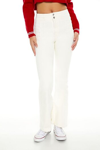 Forever 21 High-Rise Kadife Flare Pantolon