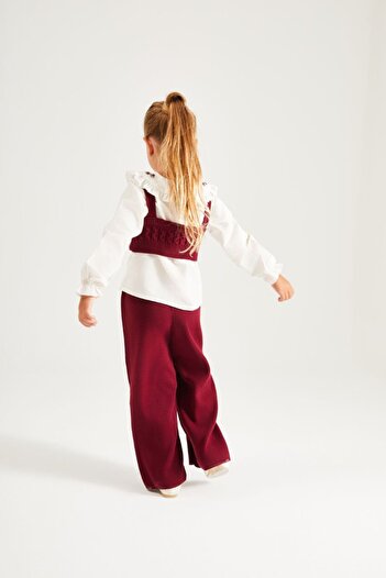 noliva bebek ve çocuk Girl's Fashion Set – Elegant Blouse & Pink Knit Pants