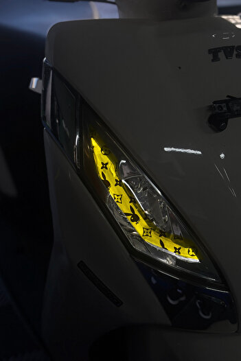 Banxtre Yellow Color Playboy Pattern Headlight Design Film (Right and Left) for Tvs Jupiter