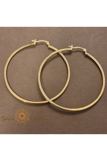 saratremo Round Earrings 'Classic Shine' 5 cm, gold-plated